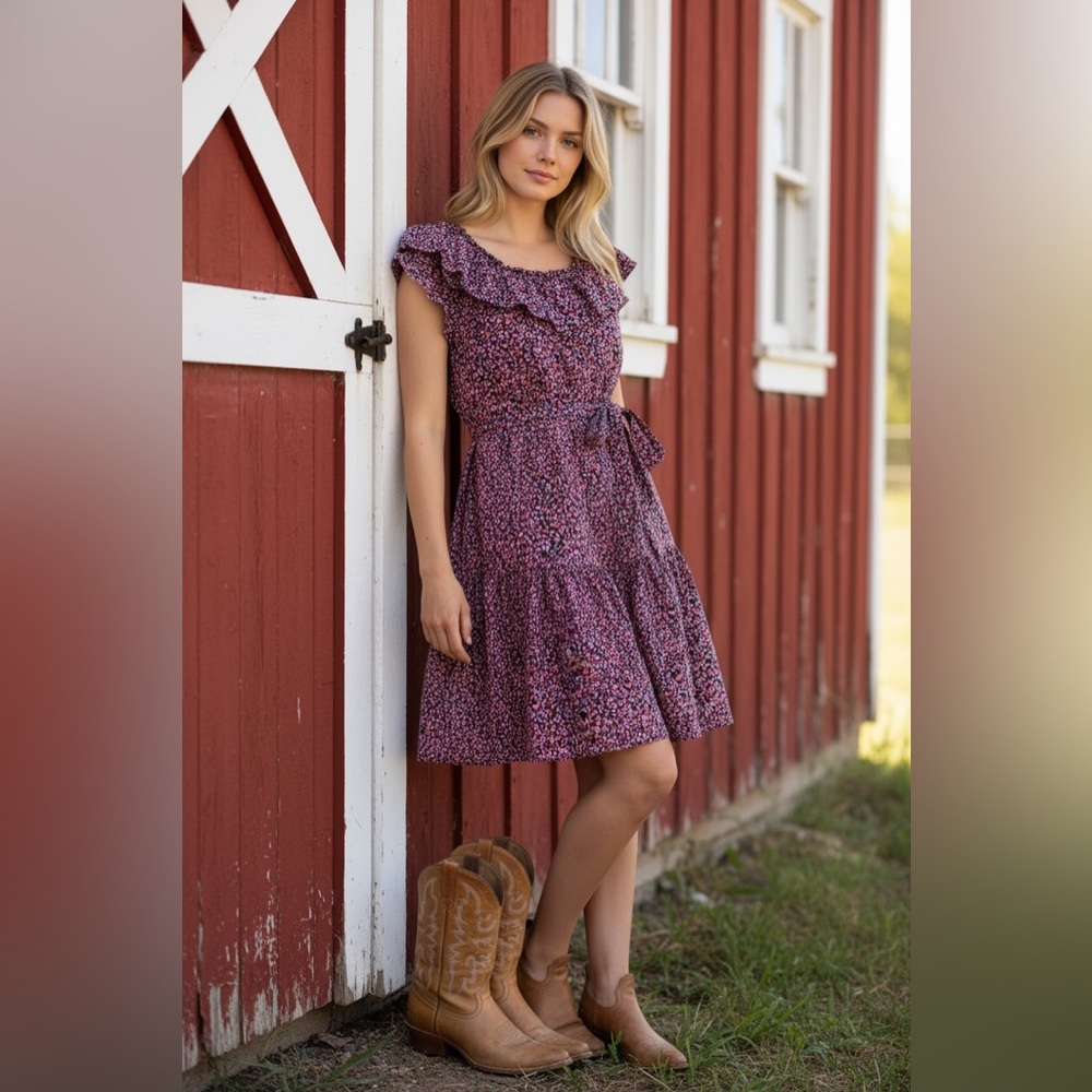 Draper James Spring Dress Pink & Navy Flowers